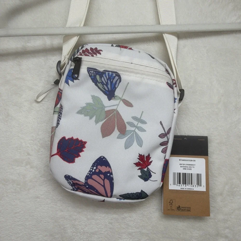 The North Face Jester Crossbody Bag Gardenia White Butterfly Print NWT OS - Picture 5 of 11